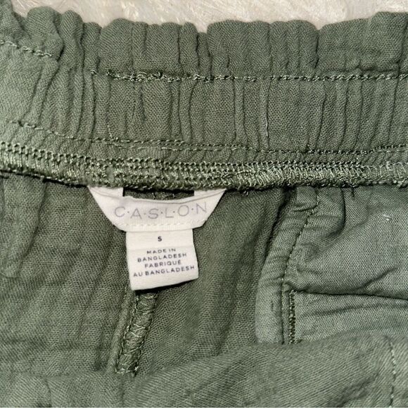 Caslon x Nordstrom S Camo Olive green crinkle cotton casual pull on skirt - Picture 9 of 10